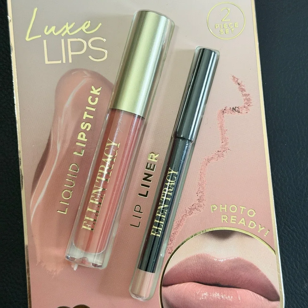 ELLEN TRACY 2 piece set LUXE lips liquid lipstick + lip liner Flawless Finish